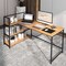 Reversible L Shaped Computer Corner Workstation with 3-Tier Open Shelf
